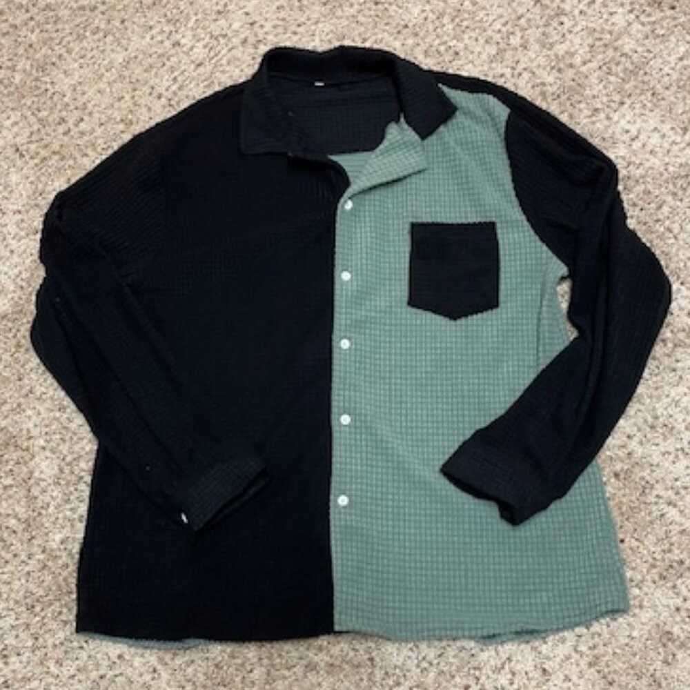 PAODIKUAI Men’s Retro Long Sleeve Casual Button Down Shirt - XL